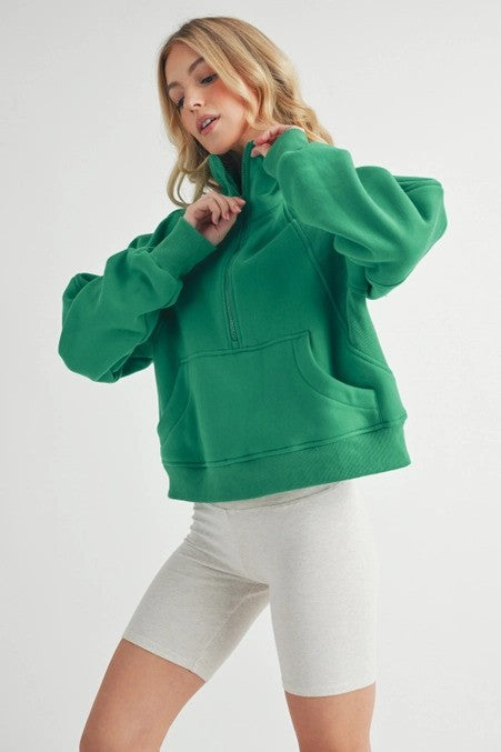 Forrest Green Half Zip Sweater