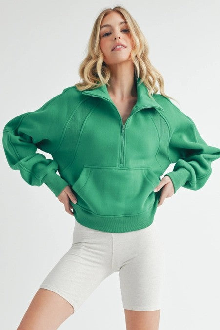 Forrest Green Half Zip Sweater