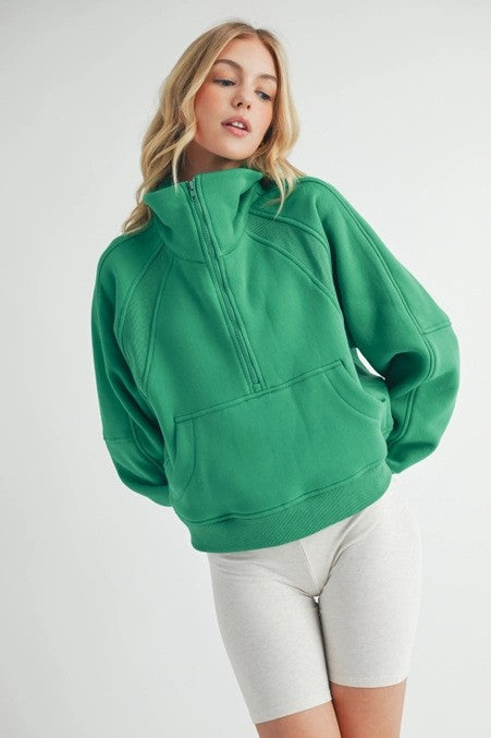 Forrest Green Half Zip Sweater