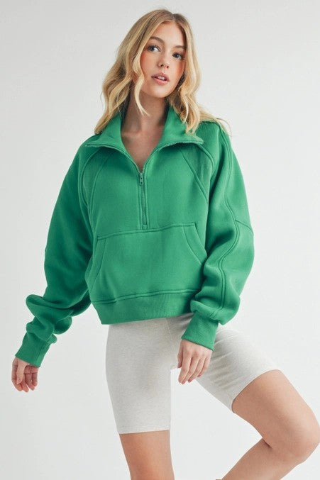 Forrest Green Half Zip Sweater