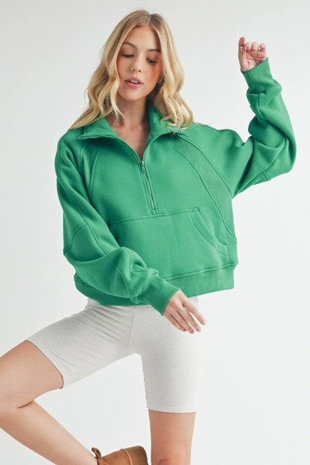 Forrest Green Half Zip Sweater