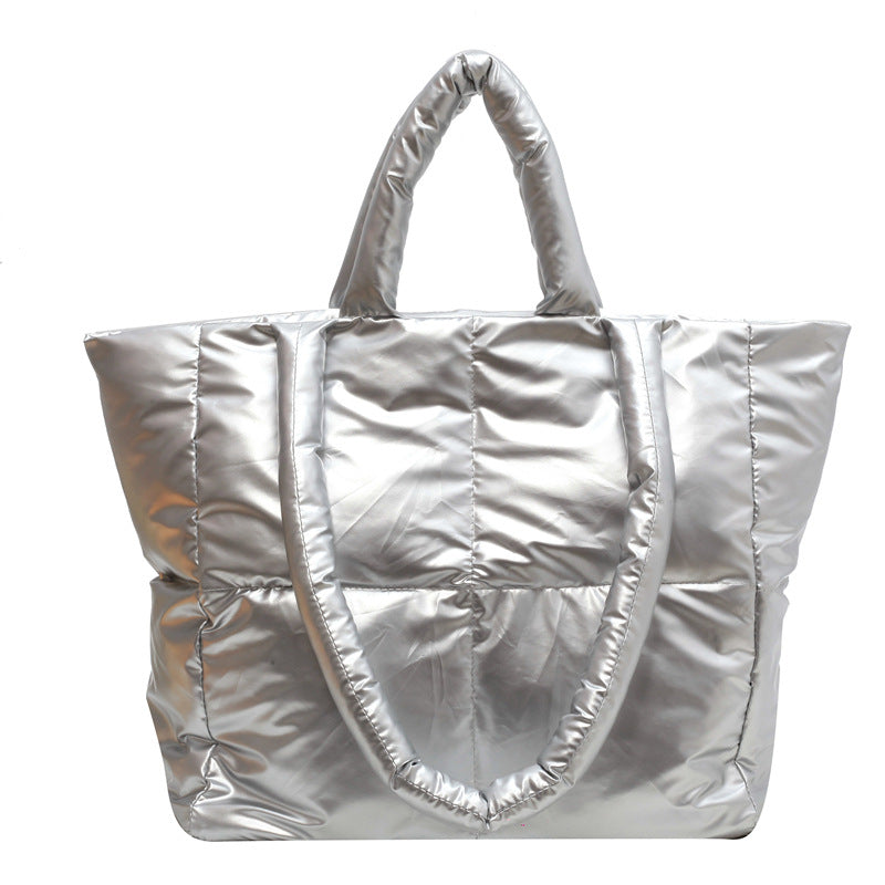 Silver Puffer Tote